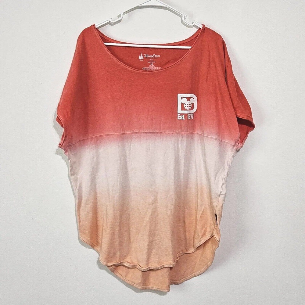 Walt Disney World Disney Parks Womens M Spirit Jersey Short Sleeve Coral Ombre